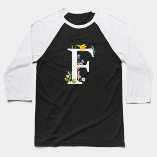 botanical monogram alphabet f wildflowers Baseball T-Shirt